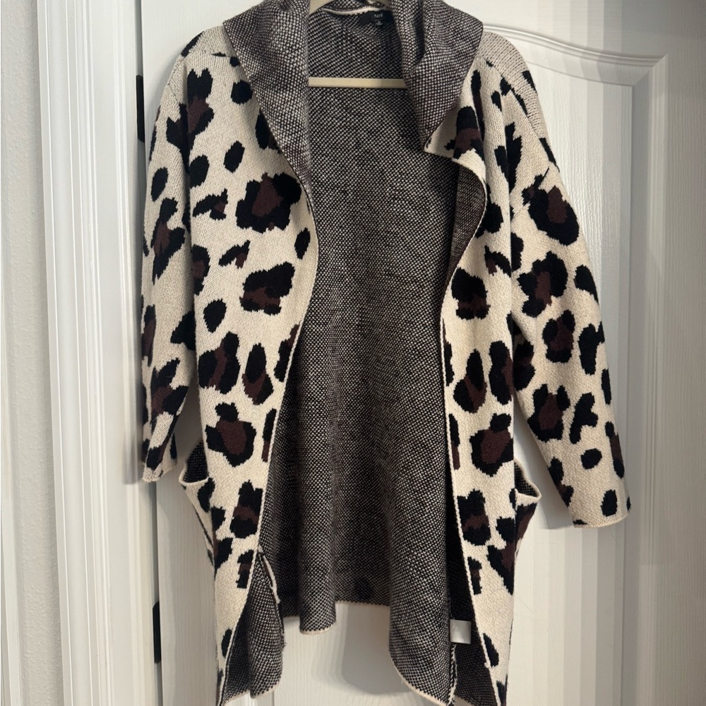Fate Leopard Knit Cardigan with Hood